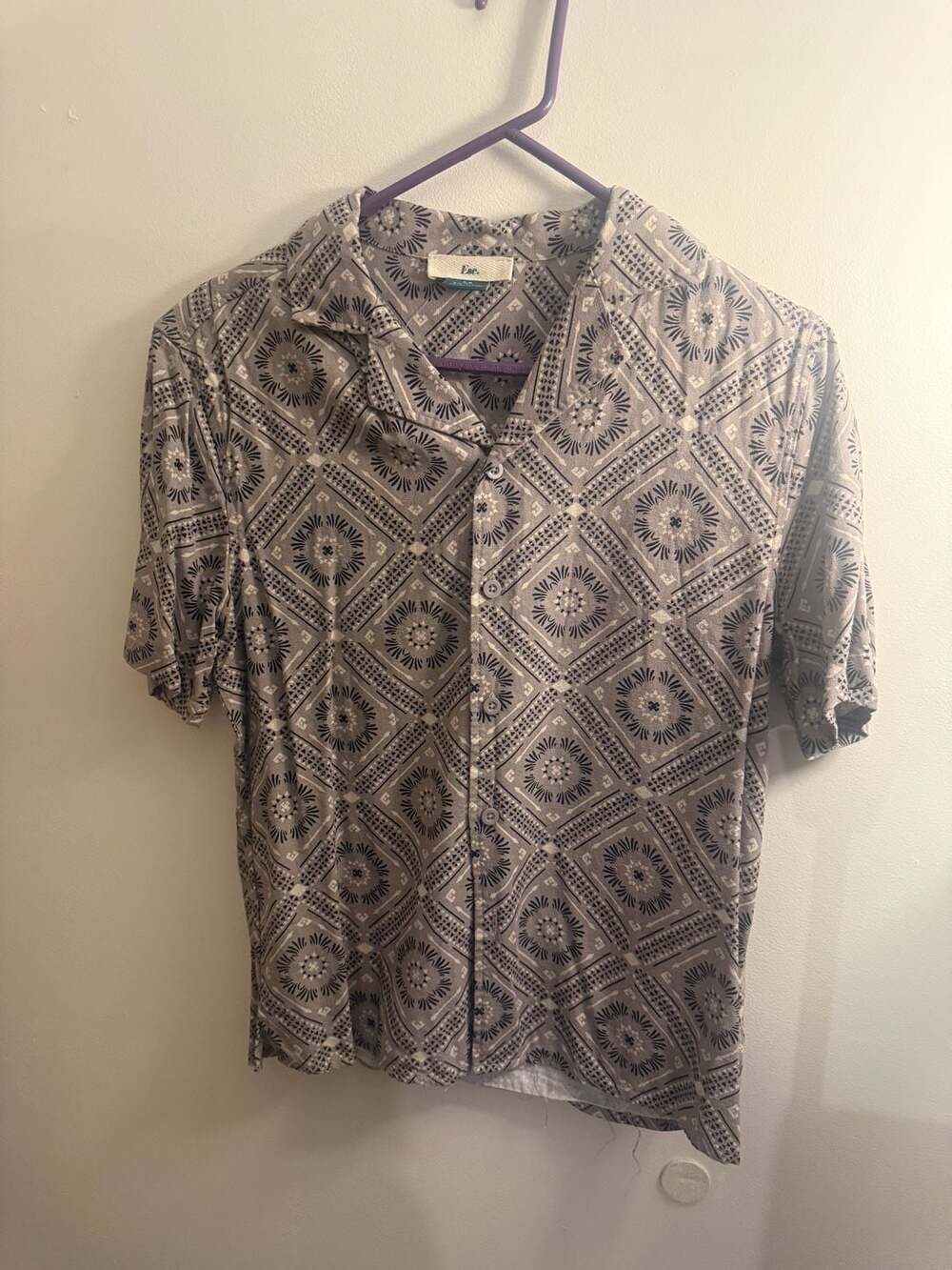 Esc. Geo Medallion Print Short Sleeve Camp Collar Shirt